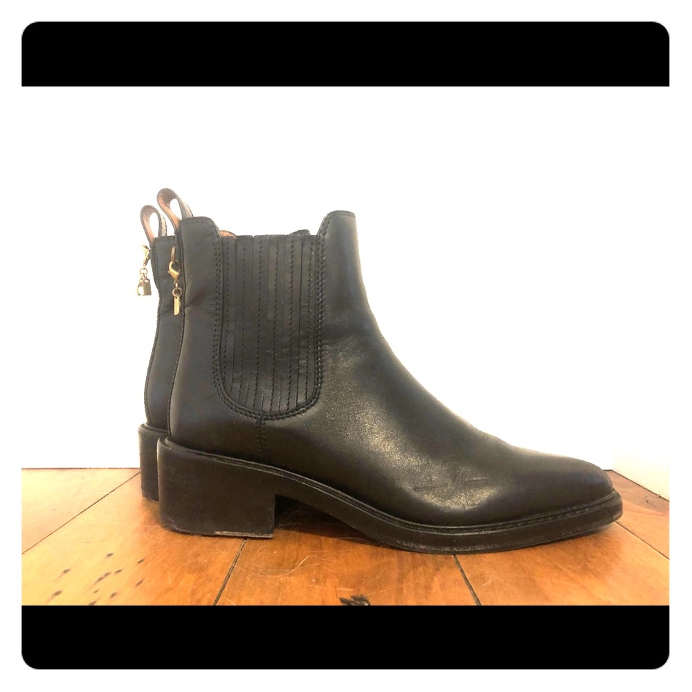 Coach Bowery Booties, size 7, black leather.